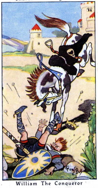 William the Conqueror falling from his horse on 9 September, 1087 at Saint-Gervais near Rouen, Normandy by René Bull
